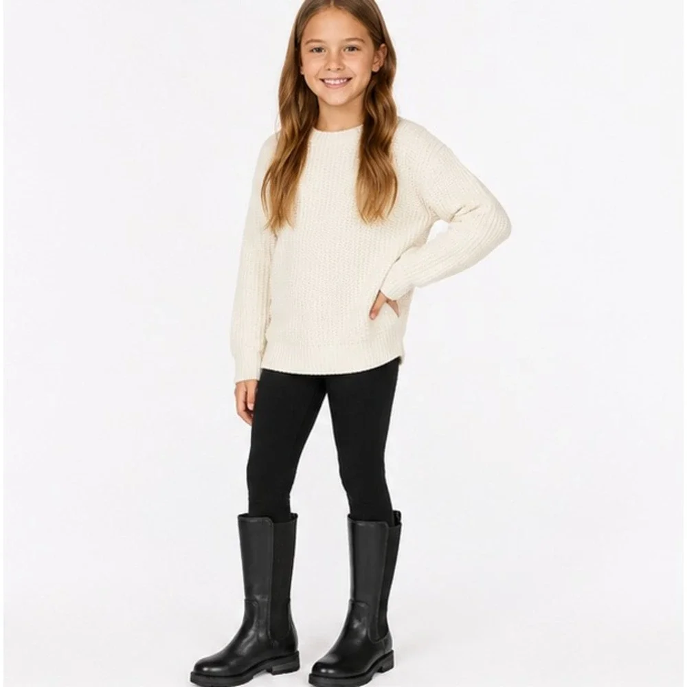 Wonder Nation Toddler Girls Boots Size 10 Black Tall Moto Riding Zip Pull On